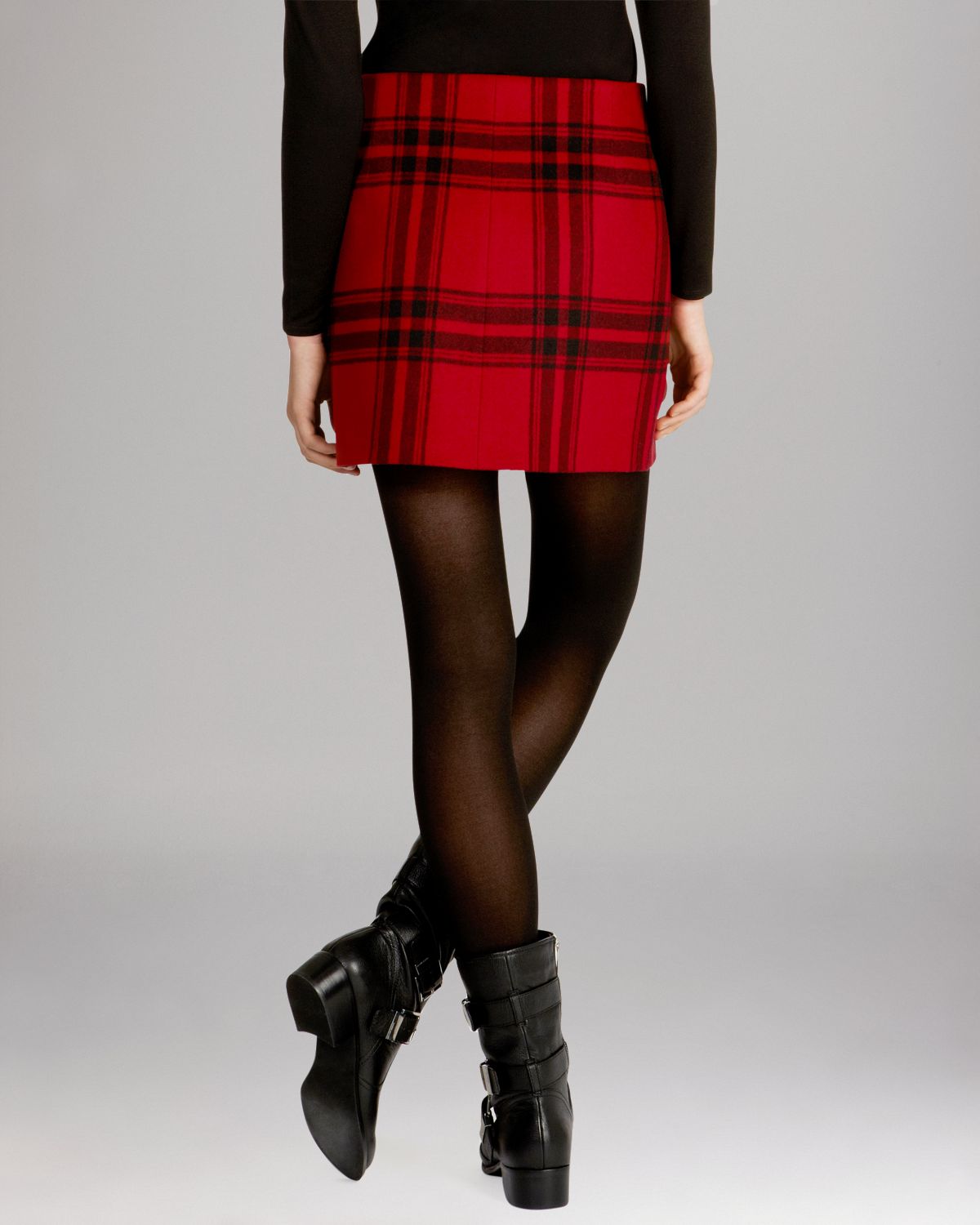 Karen Millen Masculine Oversize Check Skirt in Black (Red/Multi) | Lyst