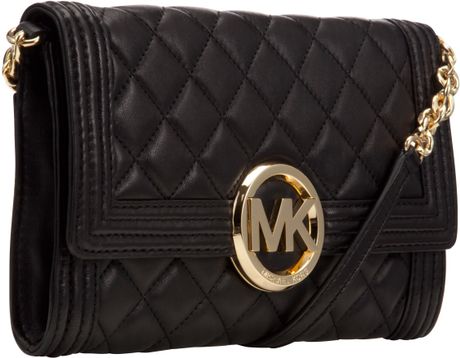 Michael Michael Kors Fulton Bombe Quilted Clutch Handbag in Black | Lyst