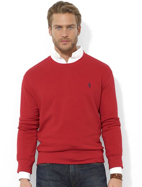 Polo Ralph Lauren Fleece Crewneck Pullover in Red for Men | Lyst