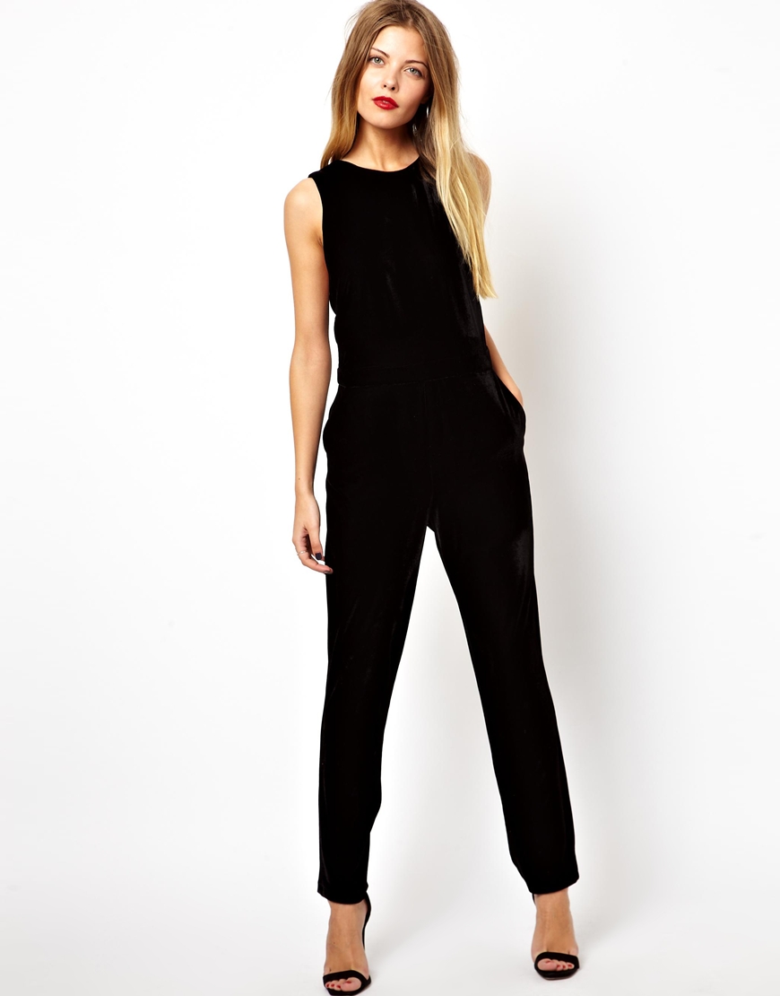 Lyst - Glamorous Jumpsuit in Velvet in Black