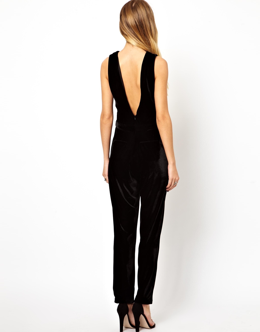 Lyst - Glamorous Jumpsuit in Velvet in Black