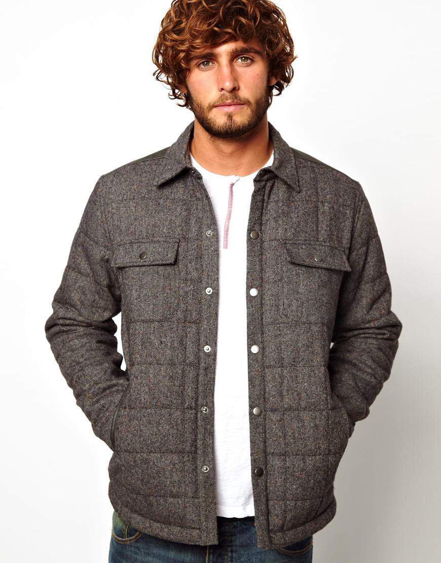Asos Jacket in Quilted Fabric in Gray for Men | Lyst