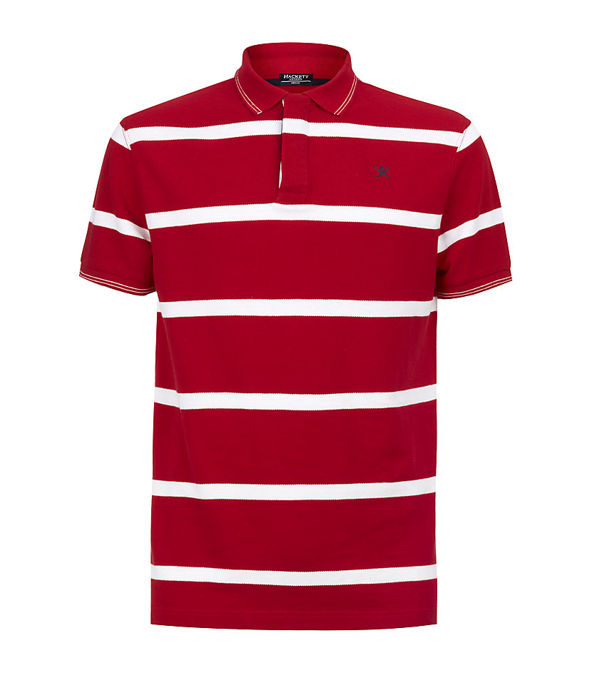 Hackett Striped Polo Shirt in Red for Men | Lyst