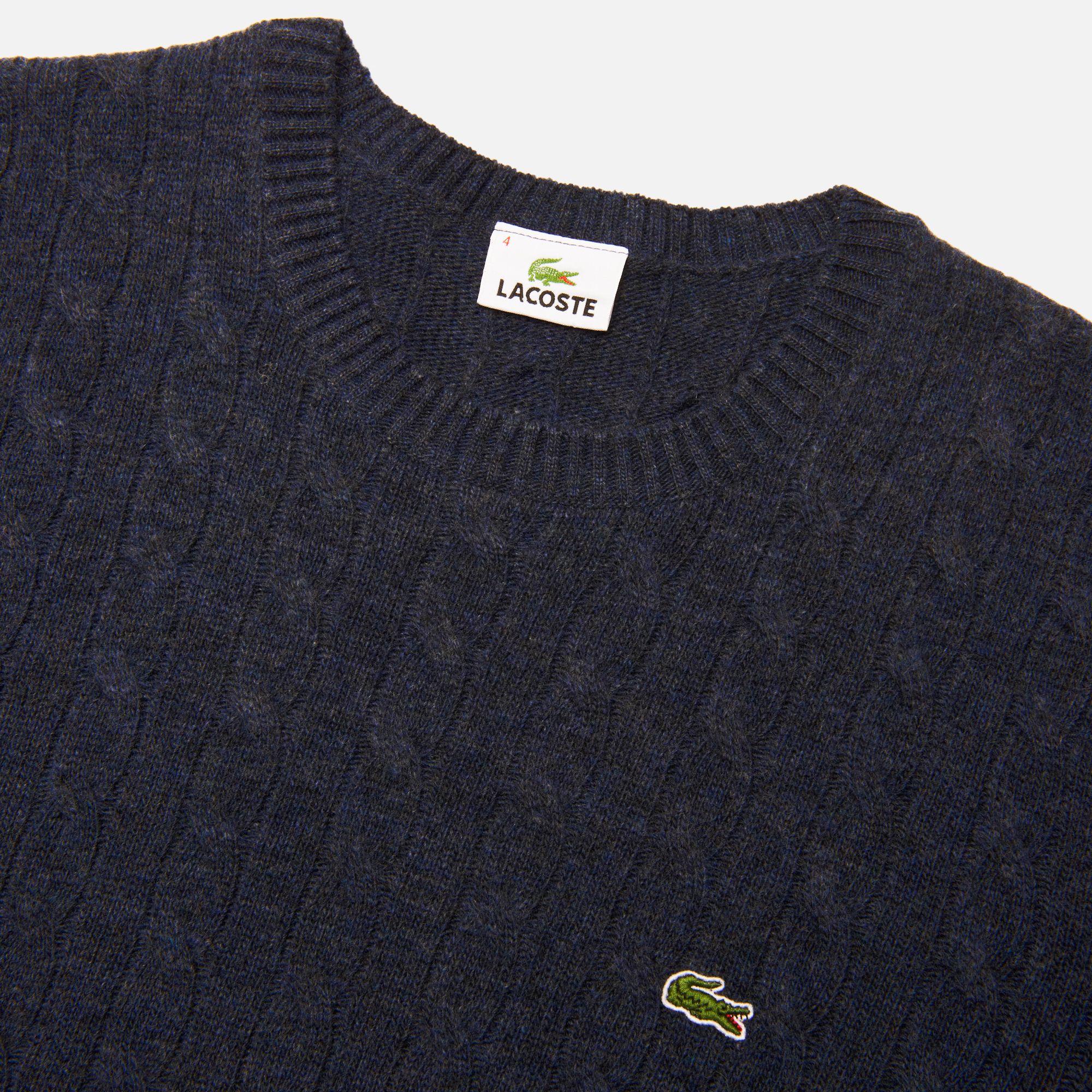 Lacoste Cable Knit Crew Neck Jumper in Blue for Men | Lyst