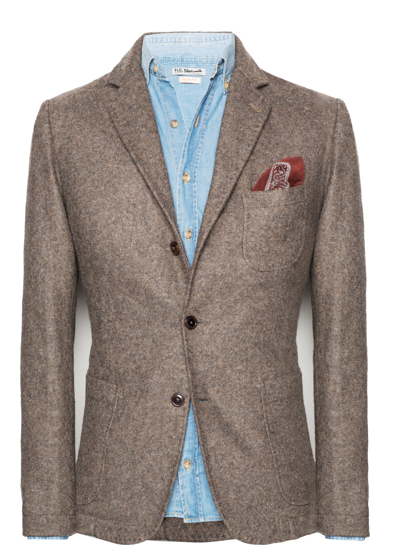 Lyst Mango Suede Elbow Patch Wool Blazer in Natural for Men