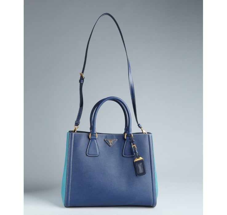 Prada Blue and Turquoise Saffiano Leather Convertible Tote in Blue ...  