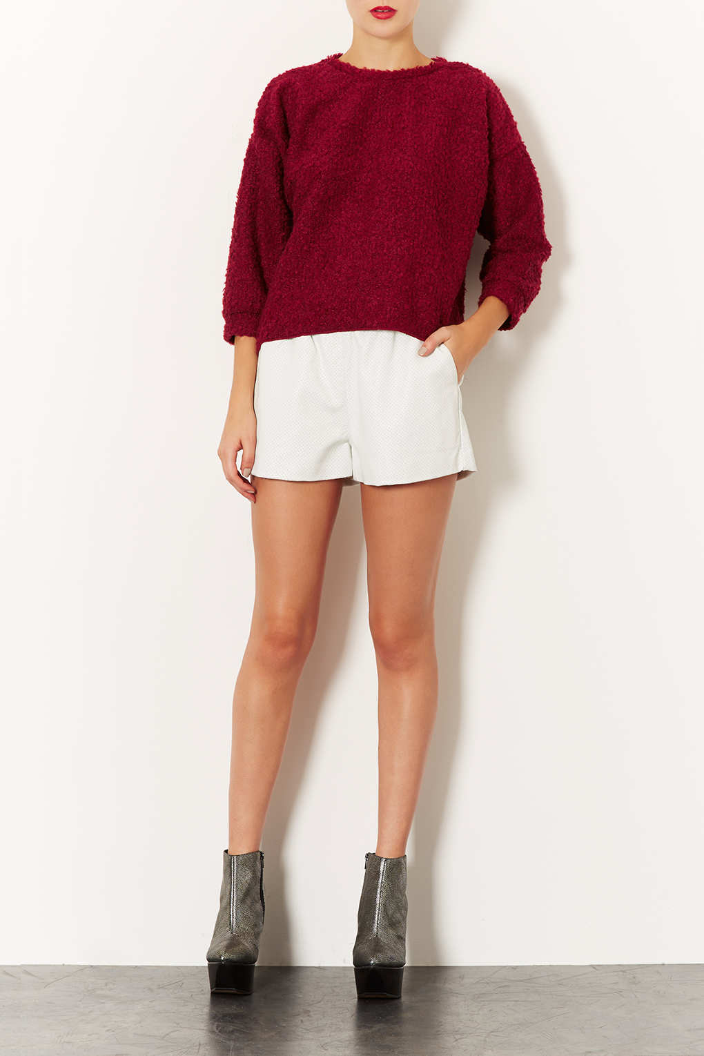 Lyst - Topshop Fluffy Sweat in Red