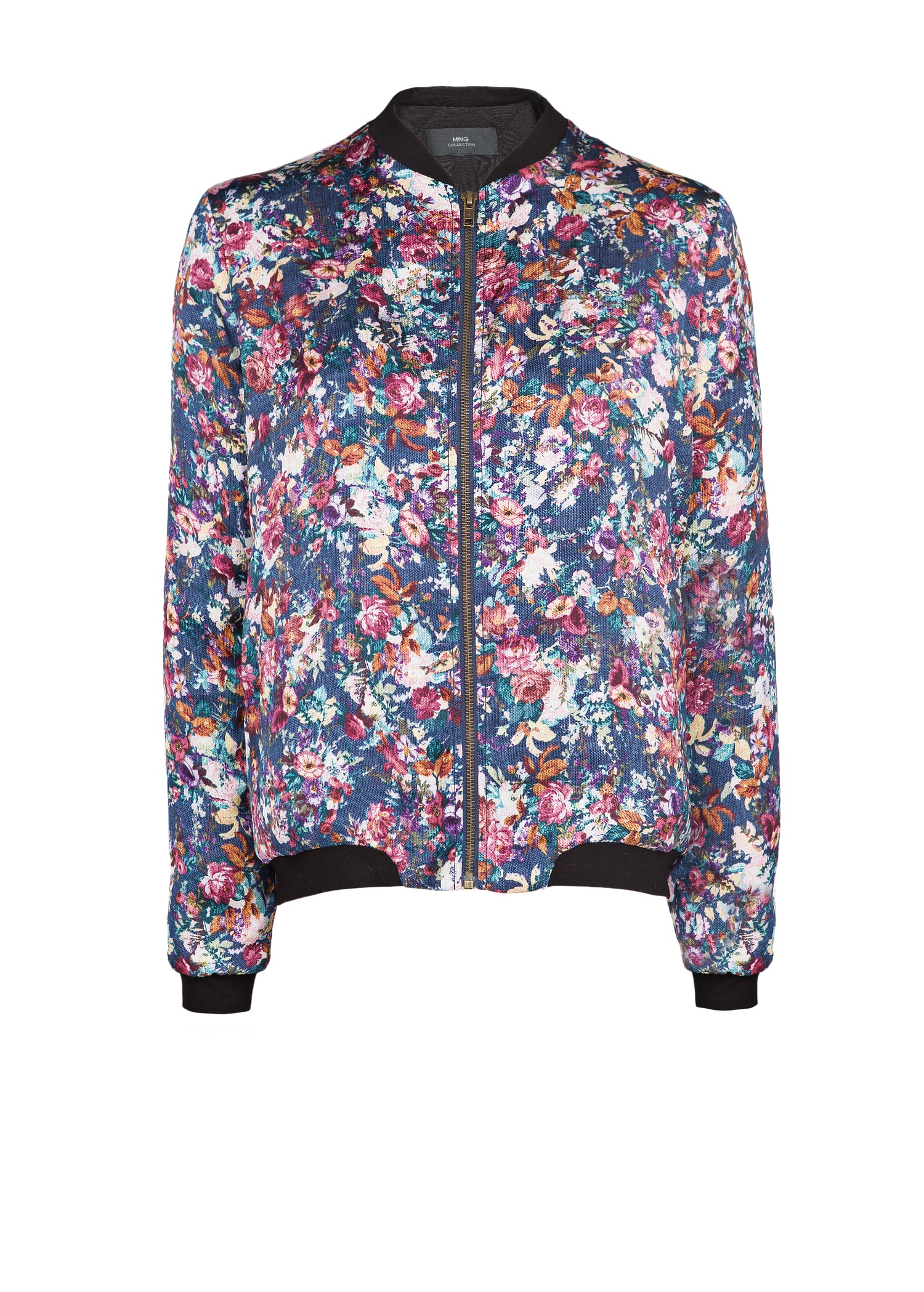 Lyst - Mango Floral Print Bomber Jacket in Green
