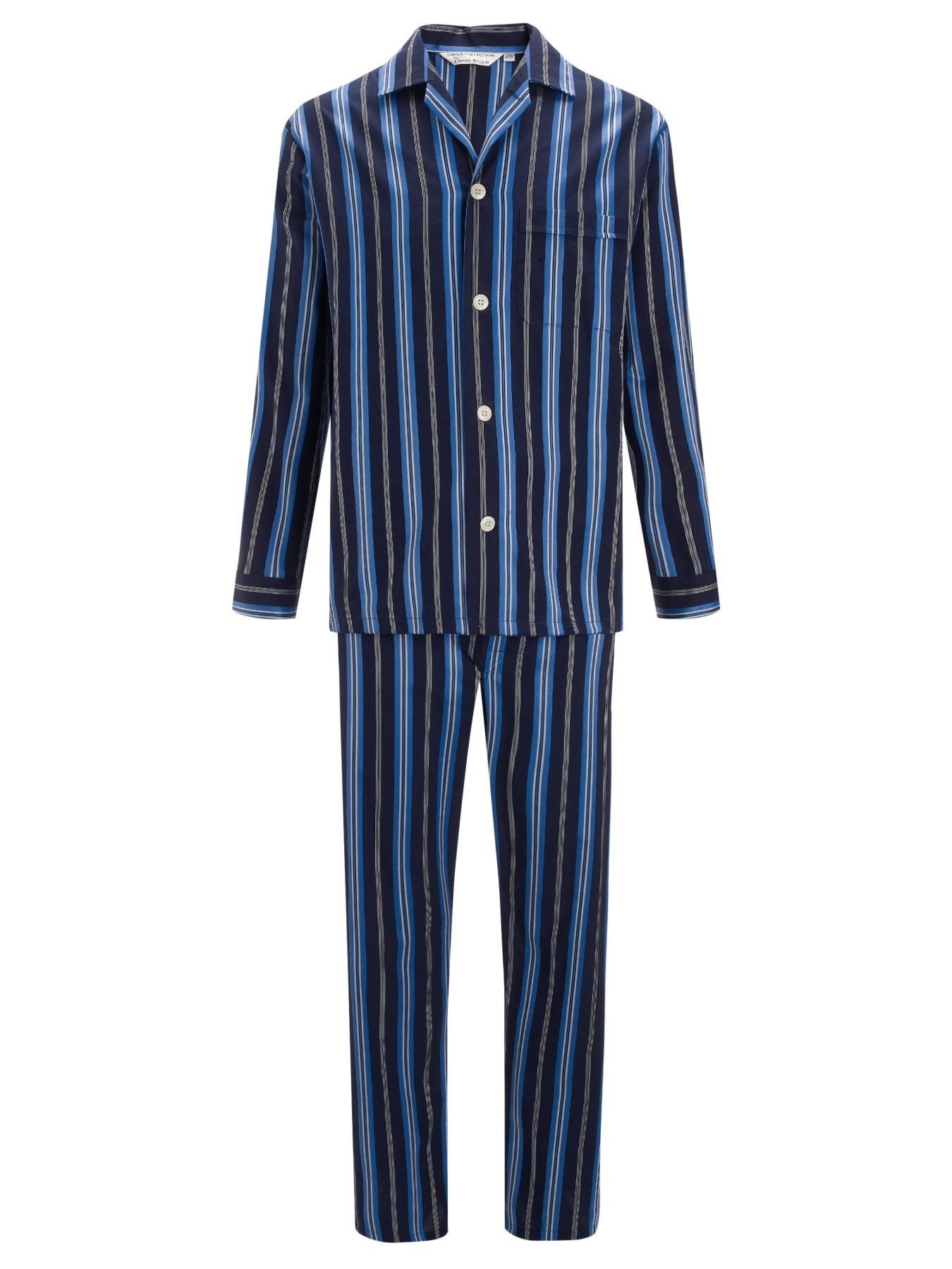Derek Rose Savile Row Satin Stripe Cotton Pyjamas in Blue for Men (Navy ...