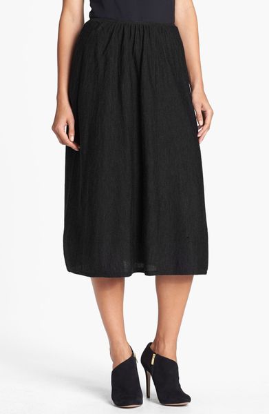 Eileen Fisher Merino Wool Jersey Skirt in Black | Lyst