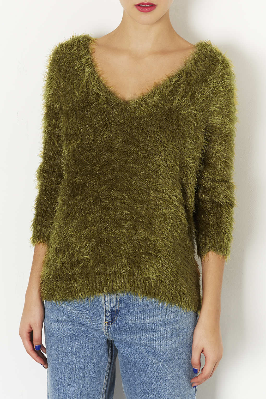 fluffy v neck jumper