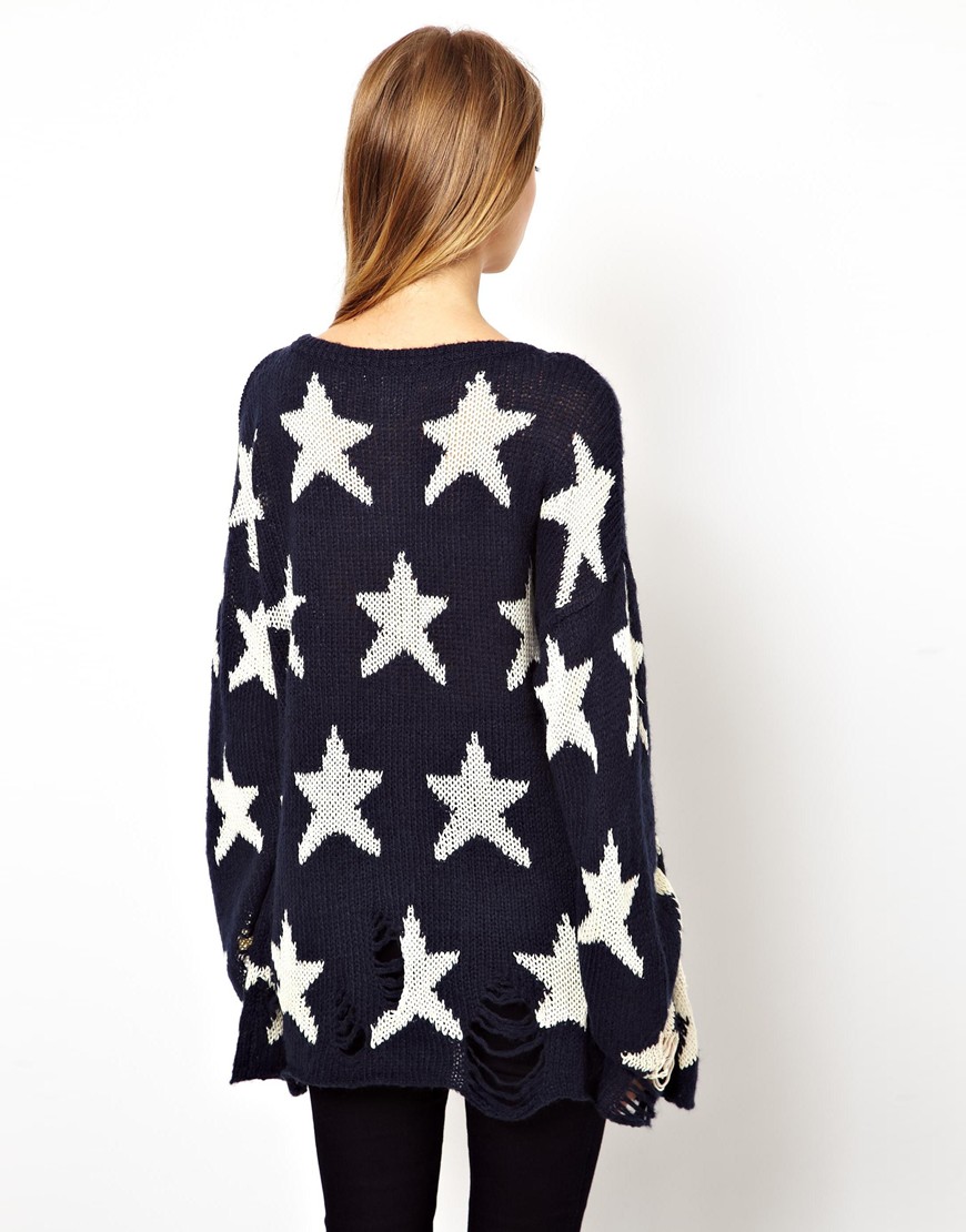 Lyst - Wildfox Seeing Star Sweater in Blue