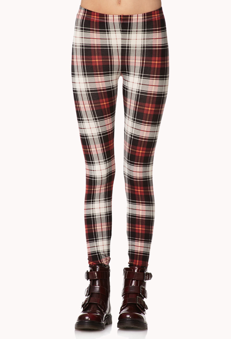 Lyst - Forever 21 Standout Plaid Leggings in Red