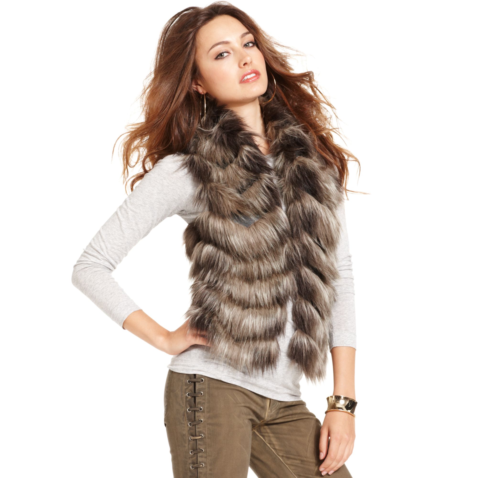Lyst - Guess Sleeveless Faux Fur Vest