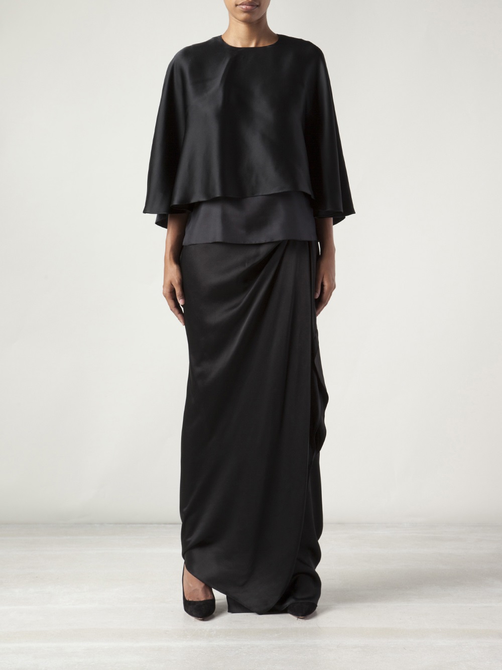 Lanvin Long Asymmetric Draped Skirt in Black Lyst