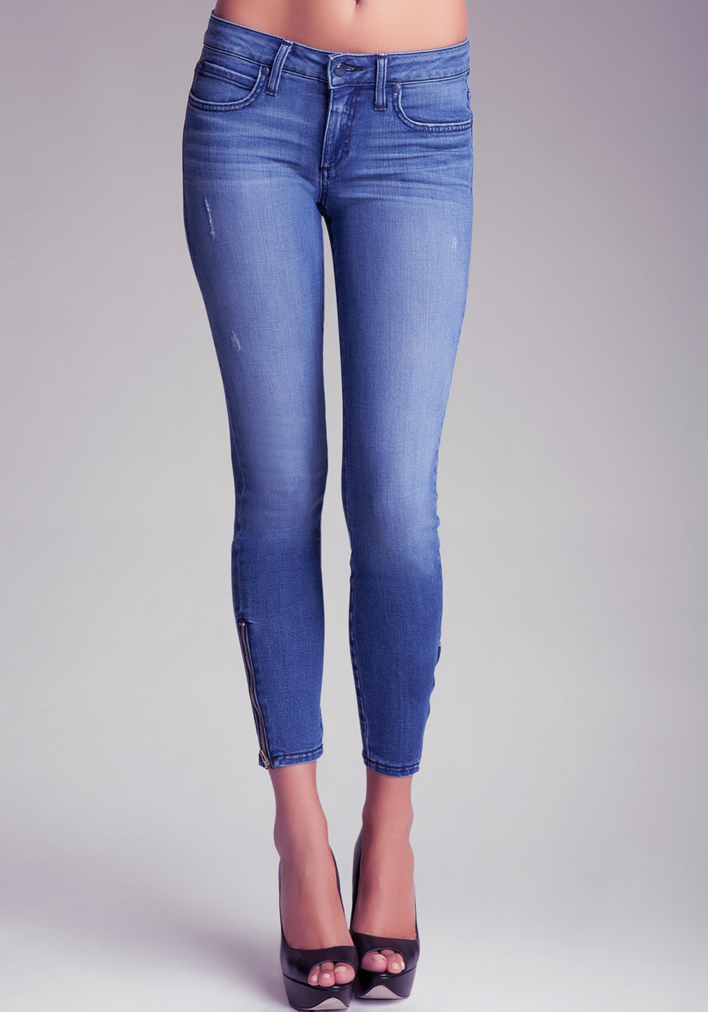 petite ankle zip jeans