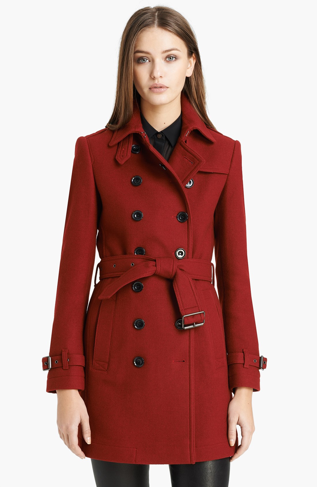 Burberry Brit Crombrook Wool Blend Trench Coat in Red (Damson Red) | Lyst