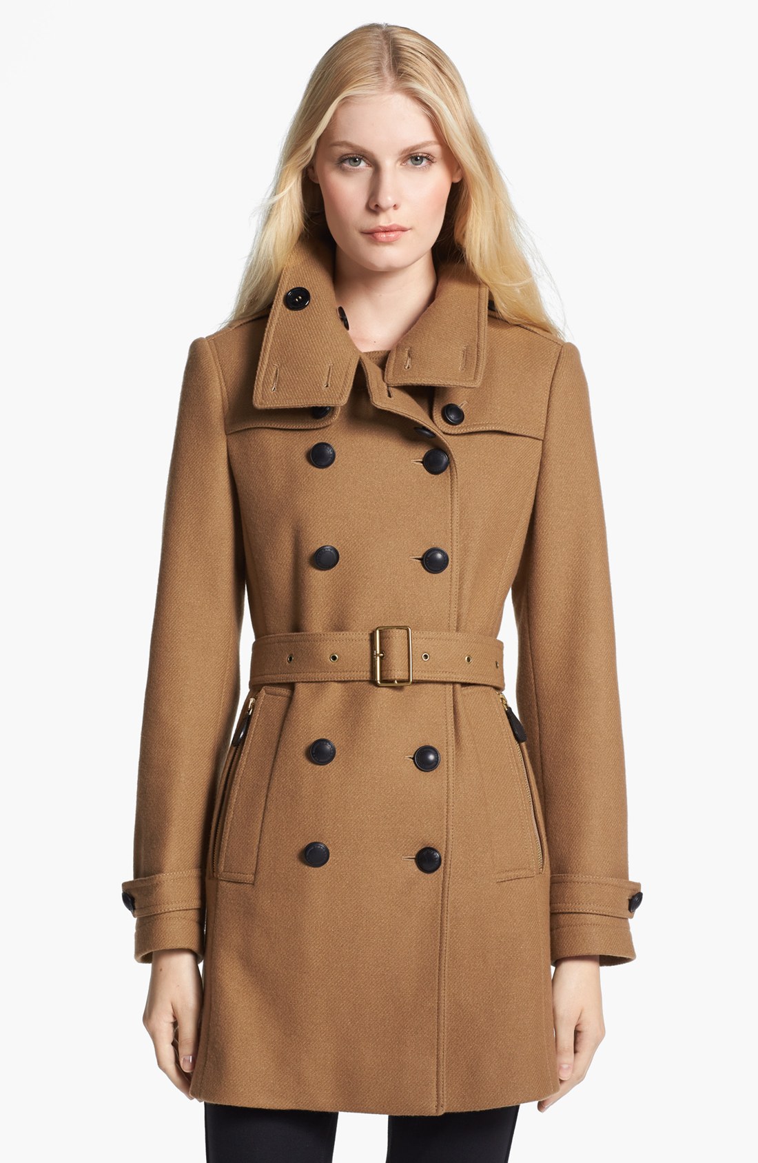 Burberry Brit Wool Blend Trench Coat in Beige (Dark Camel) | Lyst