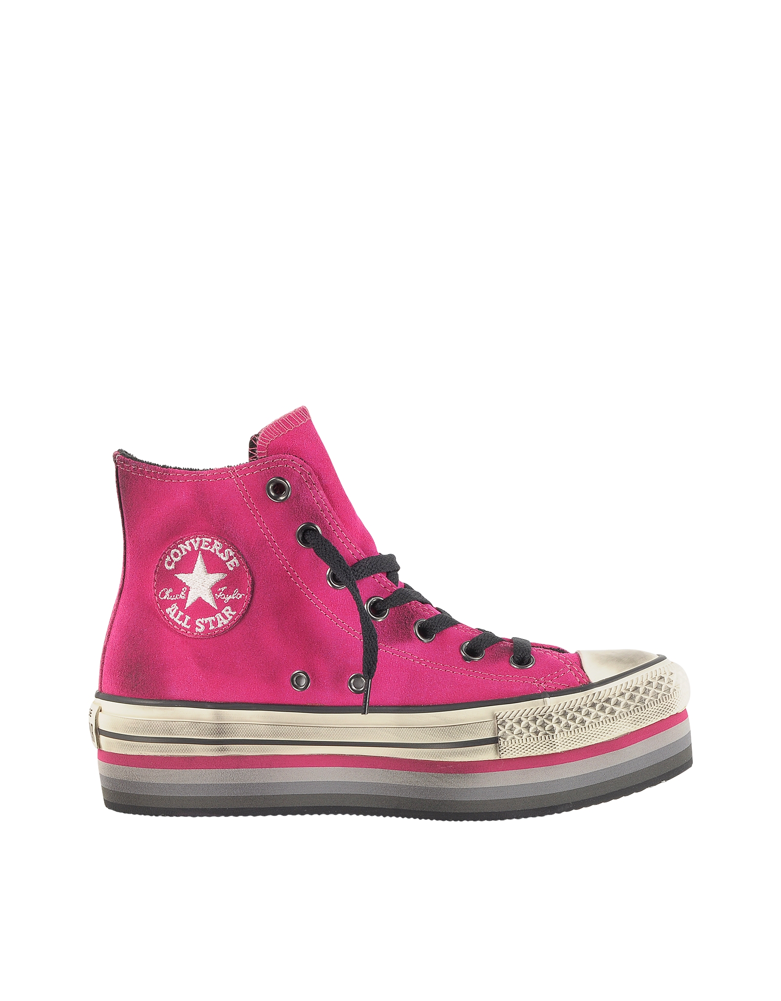 Lyst - Converse Fuchsia Platform Suede High Top Senakers in Pink