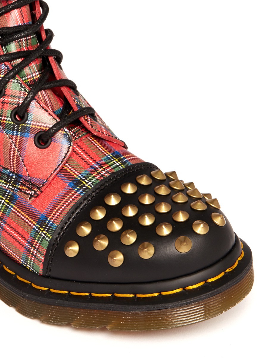 Lyst Dr. Martens 'dai' Studded Tartan Boots in Red