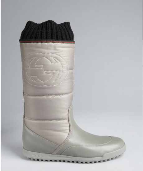 Gucci Grey Quilted Nylon Rib Knit Detailed Snow Boots in Gray (grey) | Lyst