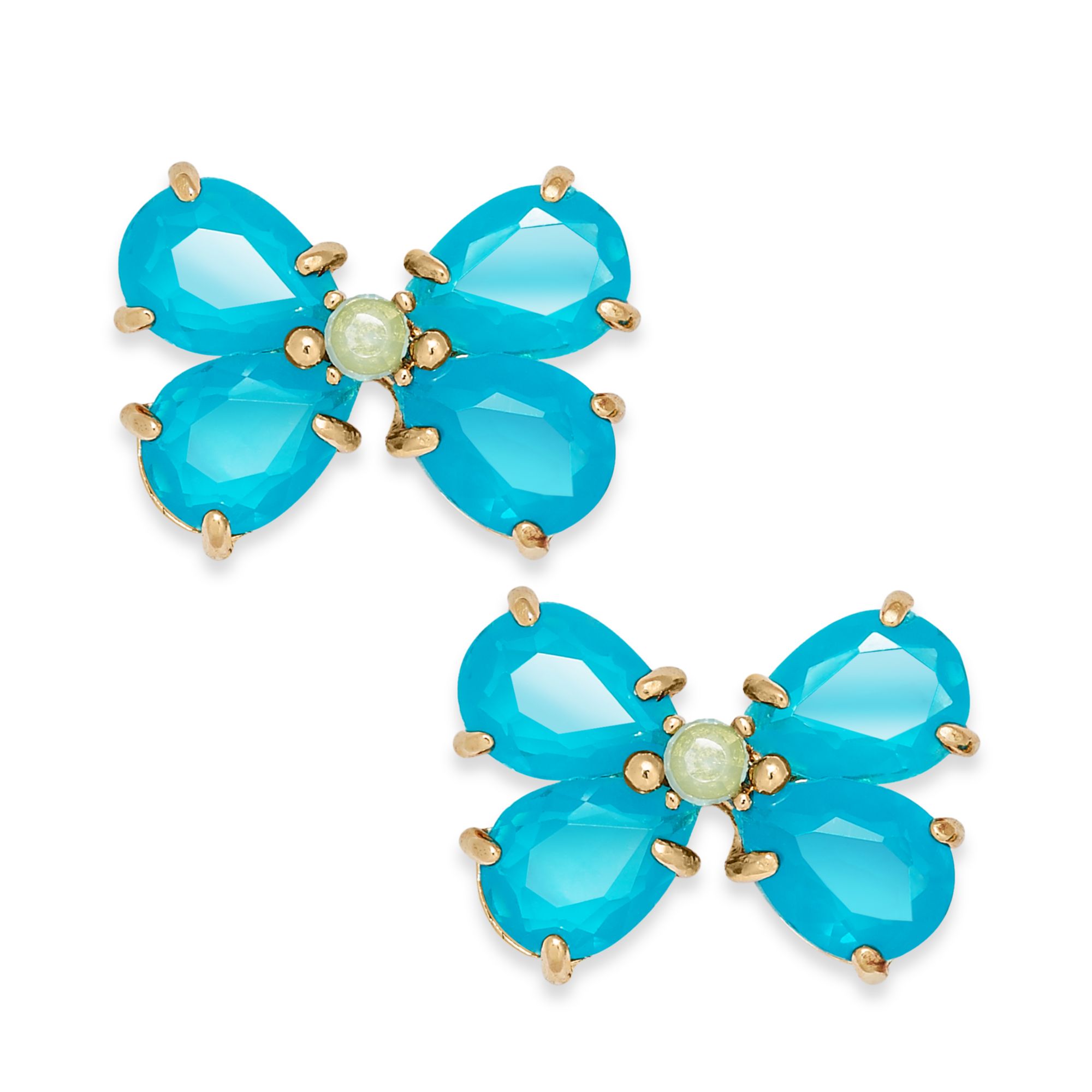 Kate Spade New York Earrings Goldtone Blue Stone Floral Stud Earrings ...