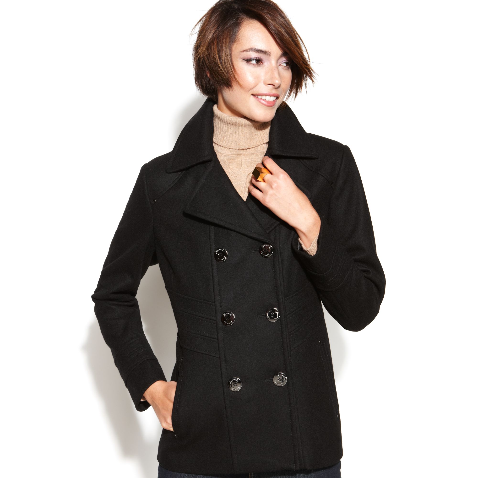 Kenneth Cole Reaction Wool Blend Belted Asymmetrical Gallery