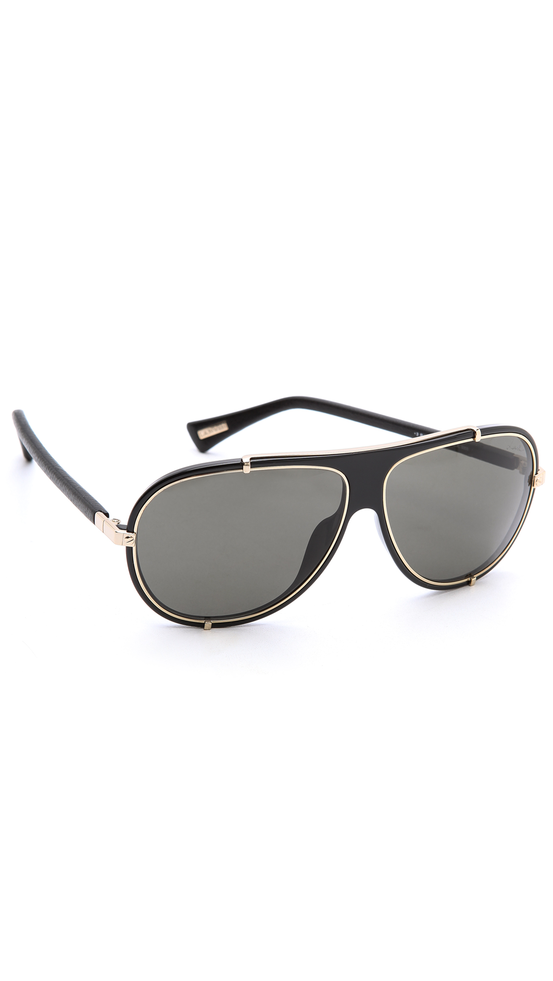 Lyst Lanvin Sln021 Aviator Sunglasses with Leather in Black for Men