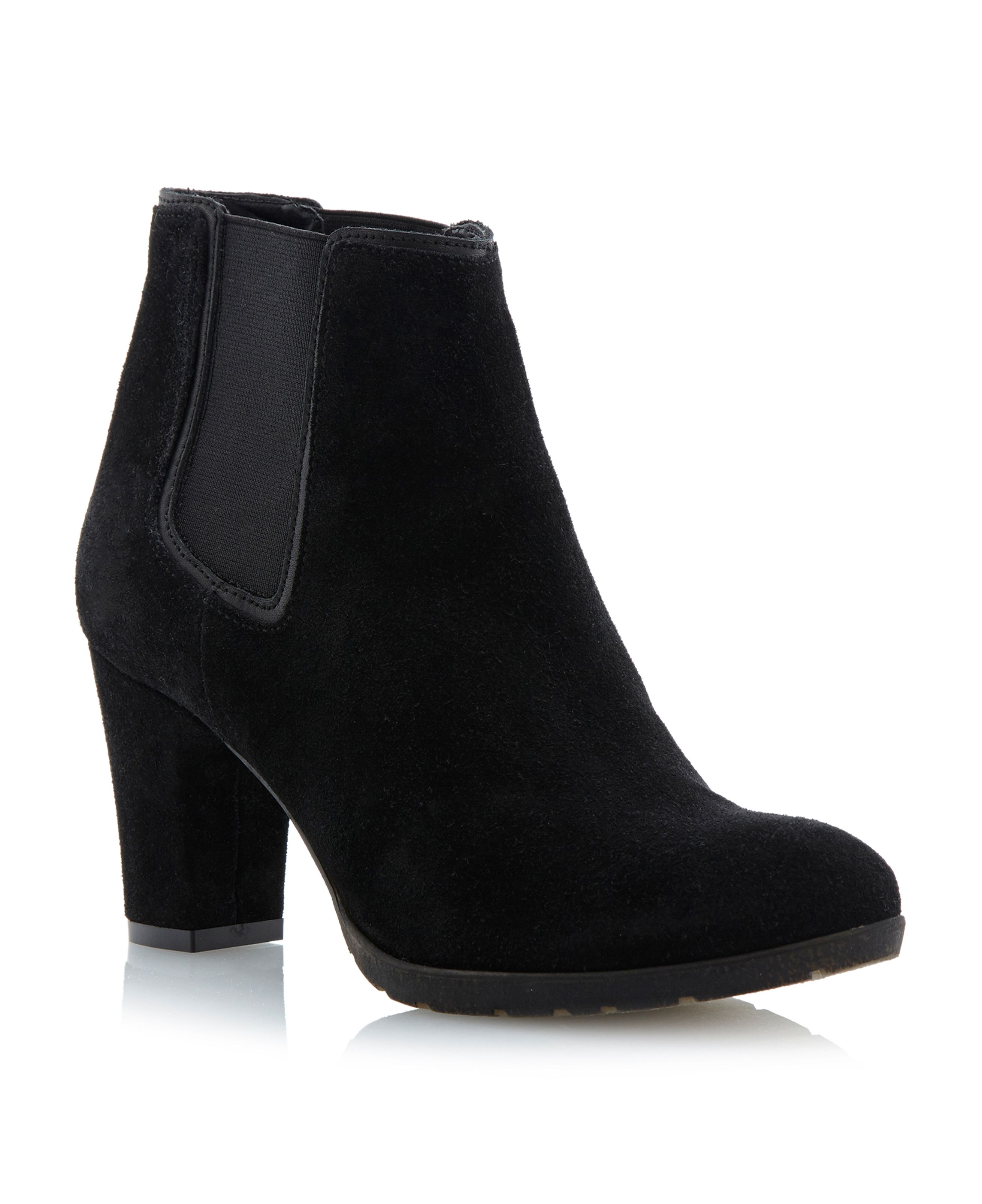 Linea Pittsburgh Block Heel Ankle Boots in Black (Black Suede) | Lyst