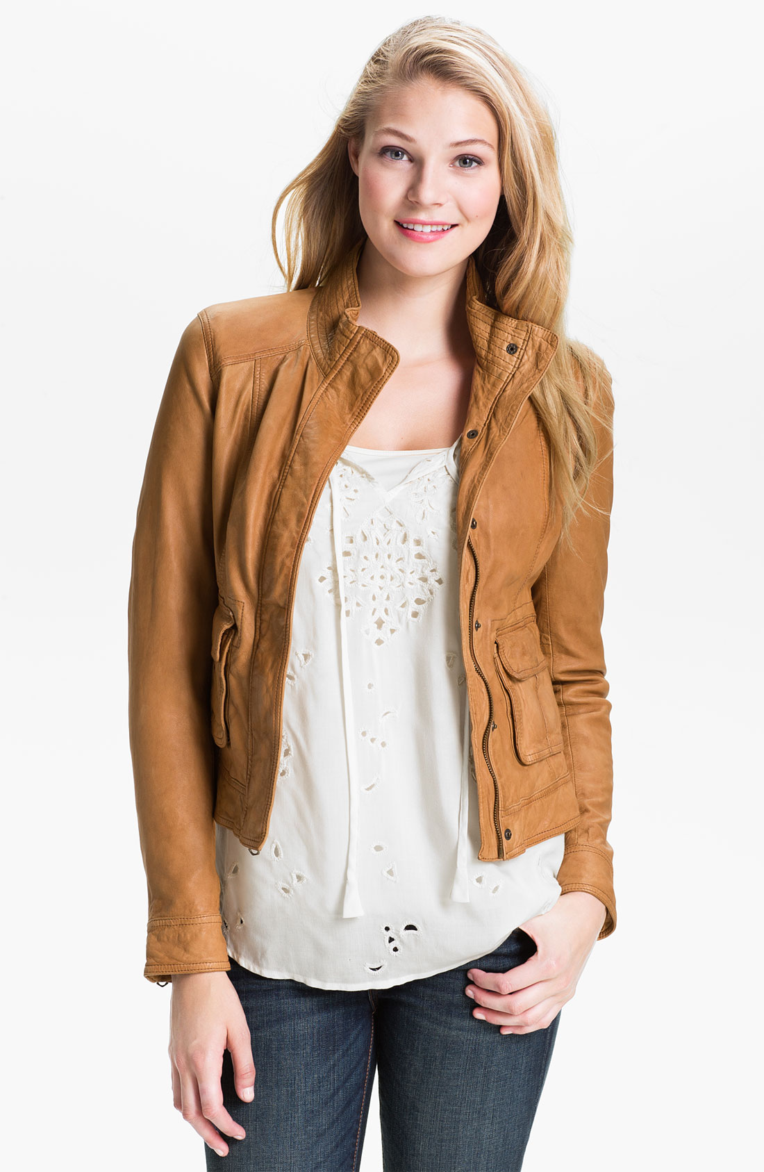 Lucky Brand Downtown Gypsy Leather Jacket In Brown Lyst Gallery