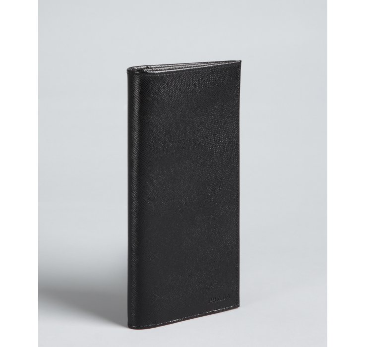 Prada Black Saffiano Leather Long Bifold Wallet in Black for Men ...  