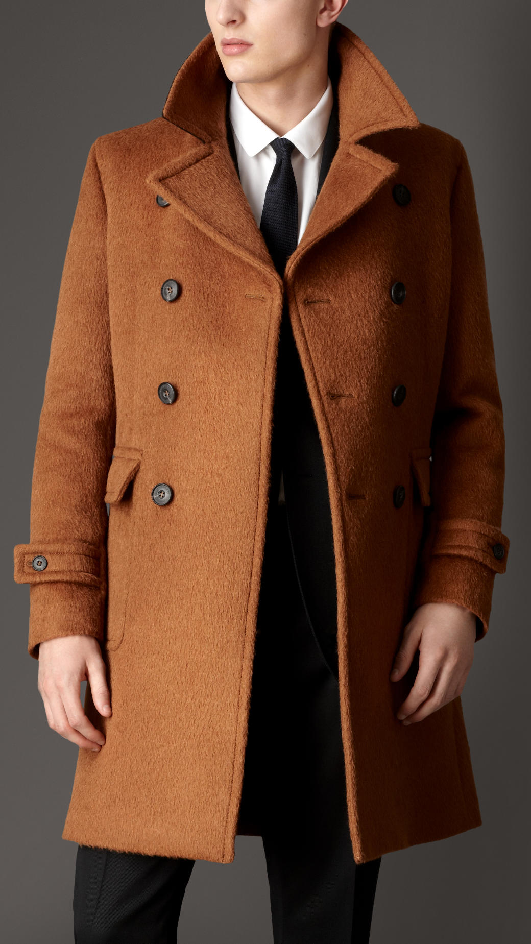 Lyst - Burberry Doublebreasted Virgin Wool Alpaca Coat in Brown for Men