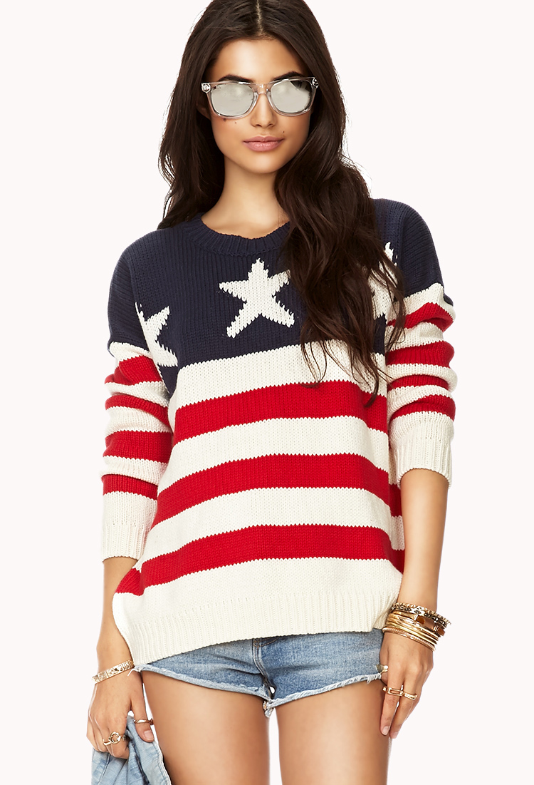 Lyst - Forever 21 American Flag Sweater in Blue