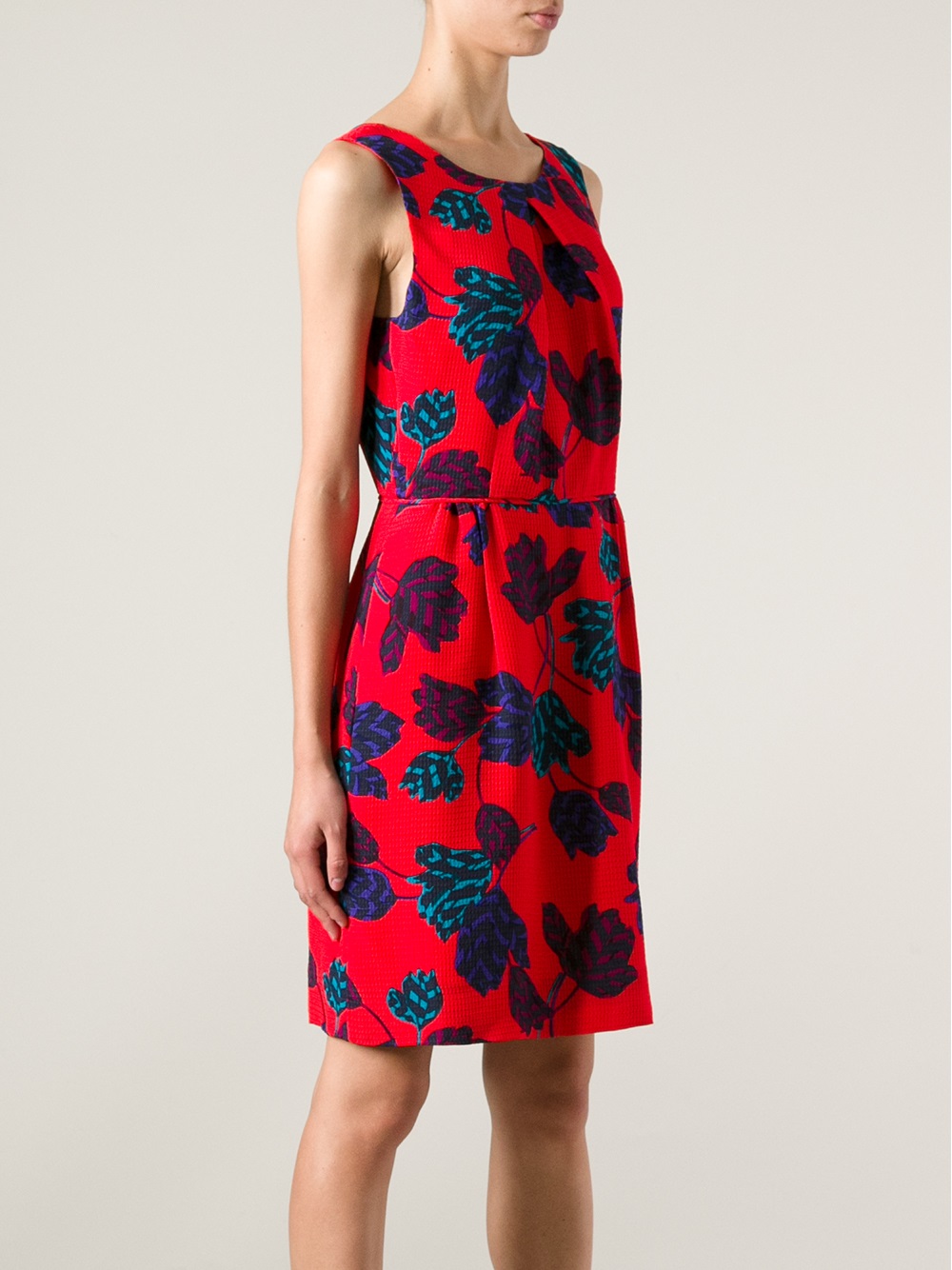 Marc by marc jacobs Silk Leaf Print Dress in Red | Lyst