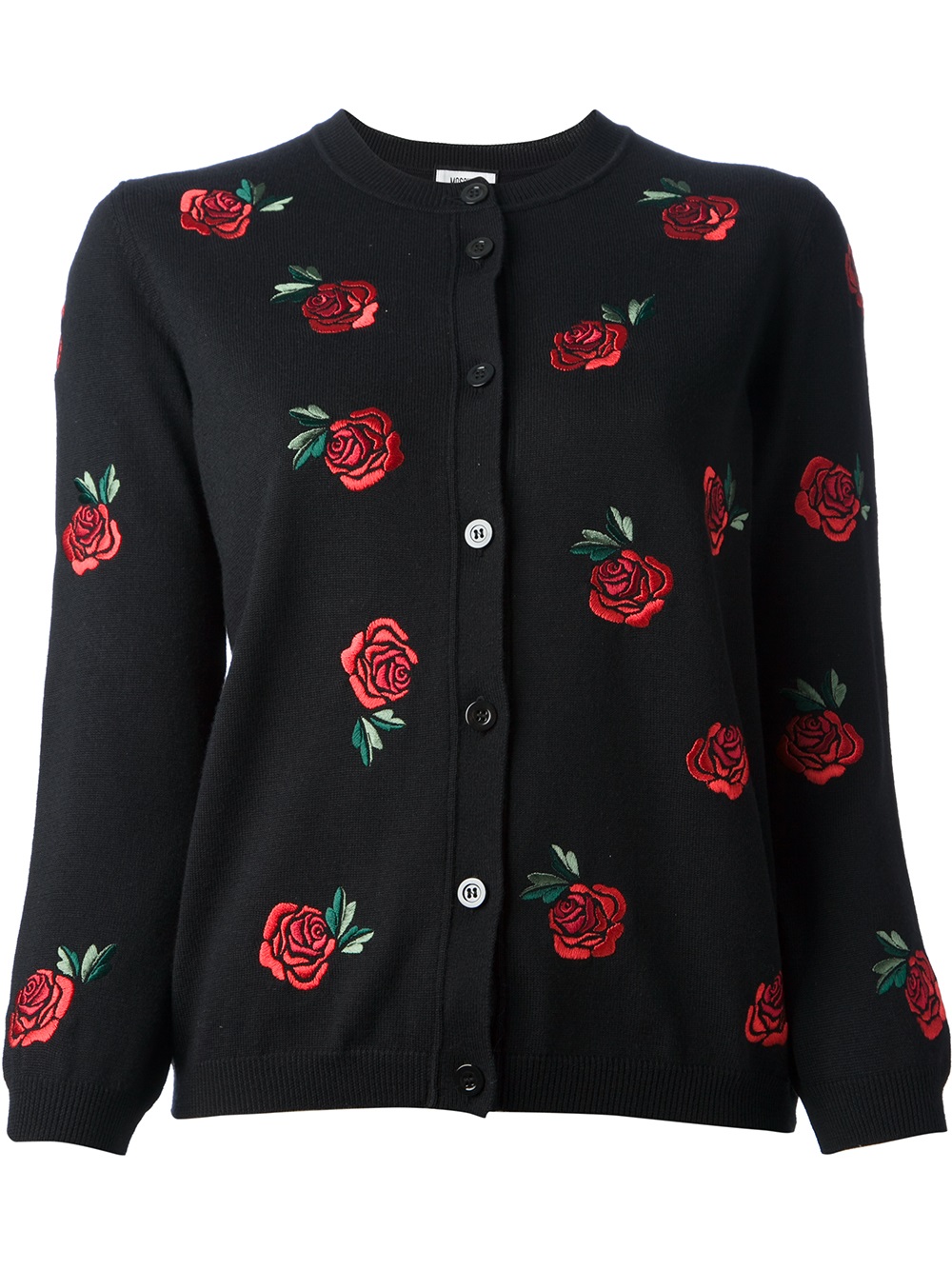 Lyst - Moschino Embroidered Rose Cardigan in Red