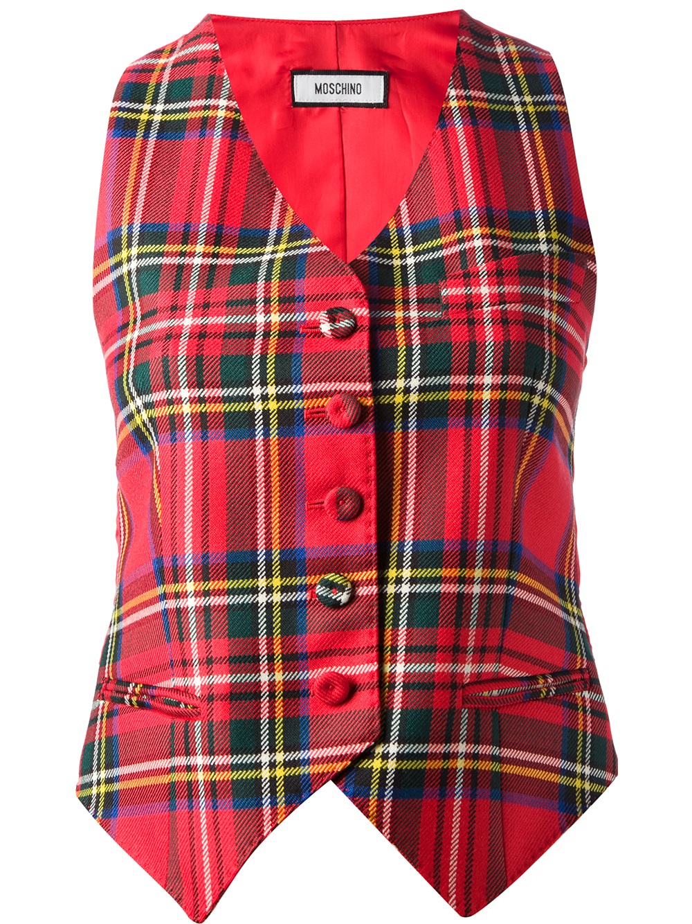 Moschino Tartan Waistcoat in Red | Lyst