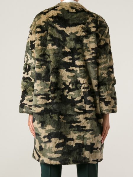Msgm Rabbit Fur Camouflage Jacket in Multicolor (green) | Lyst