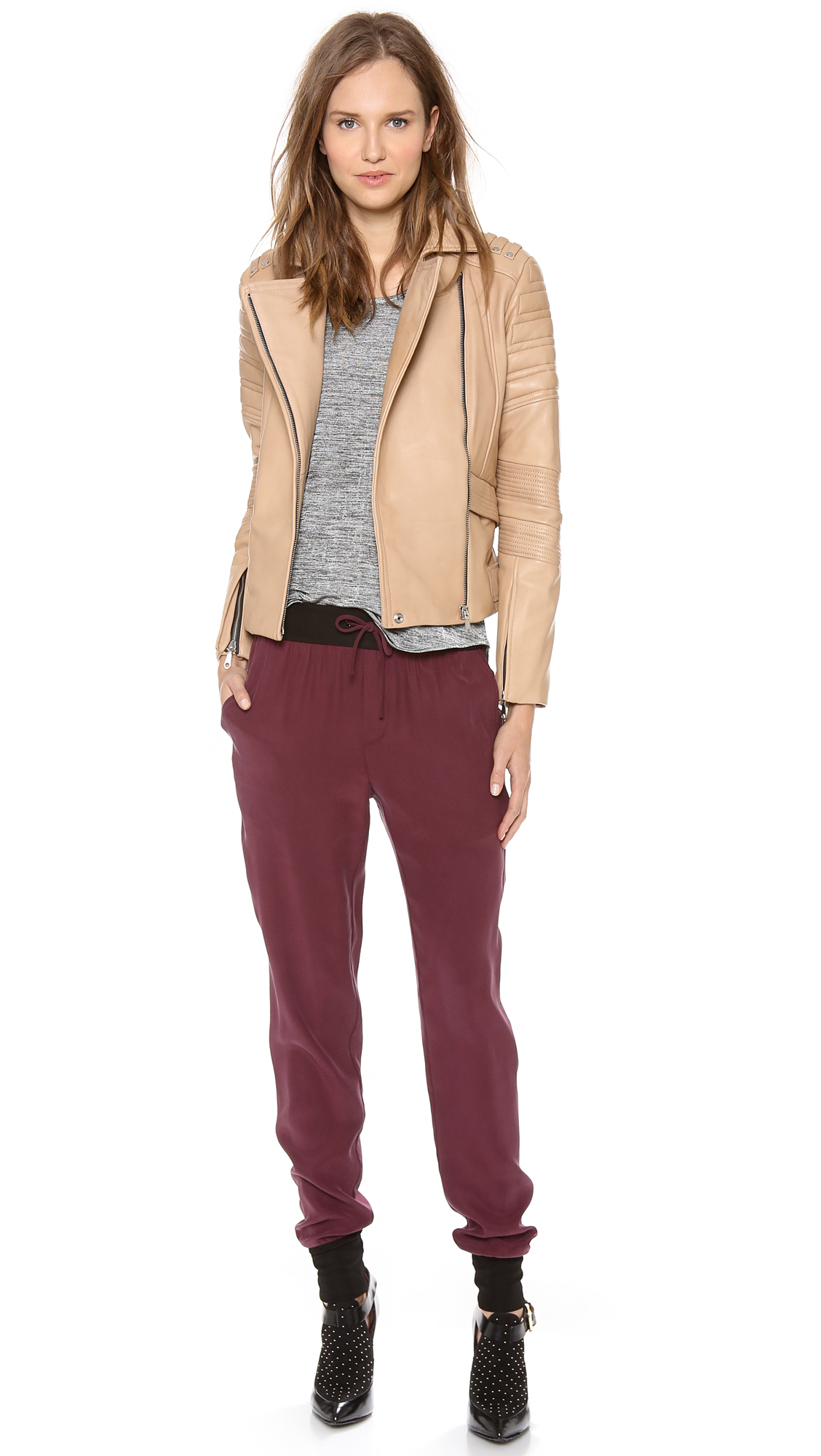 Lyst - Rebecca Minkoff Saturn Bonded Leather Jacket in Natural