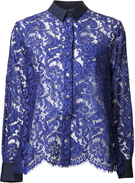 Sacai Lace Top in Blue | Lyst