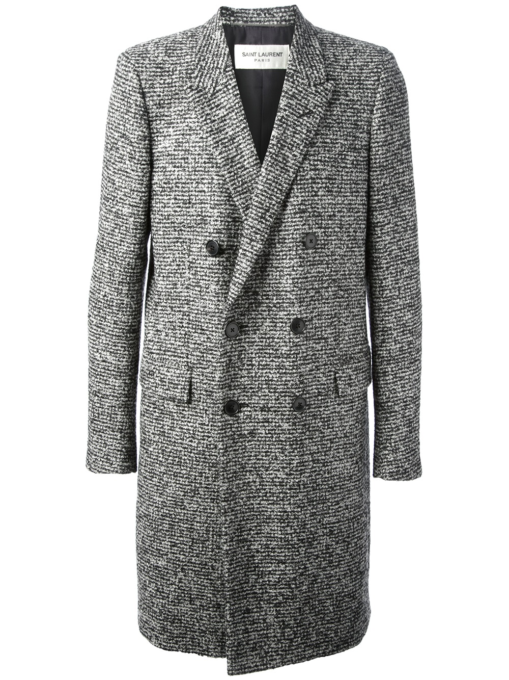 Saint Laurent Tweed Coat in Gray for Men (black) | Lyst