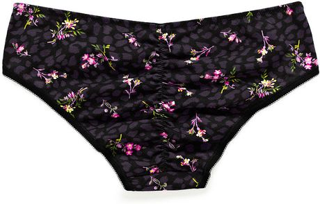 Victoria's Secret Ruchedback Hiphugger Panty in Beige (black floral ...