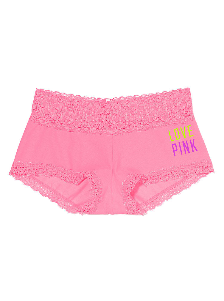 Victoria's Secret Lace Trim Boyshort Panty in Pink (pink love pink) | Lyst