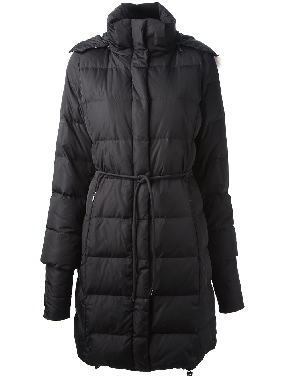 black long padded coat womens