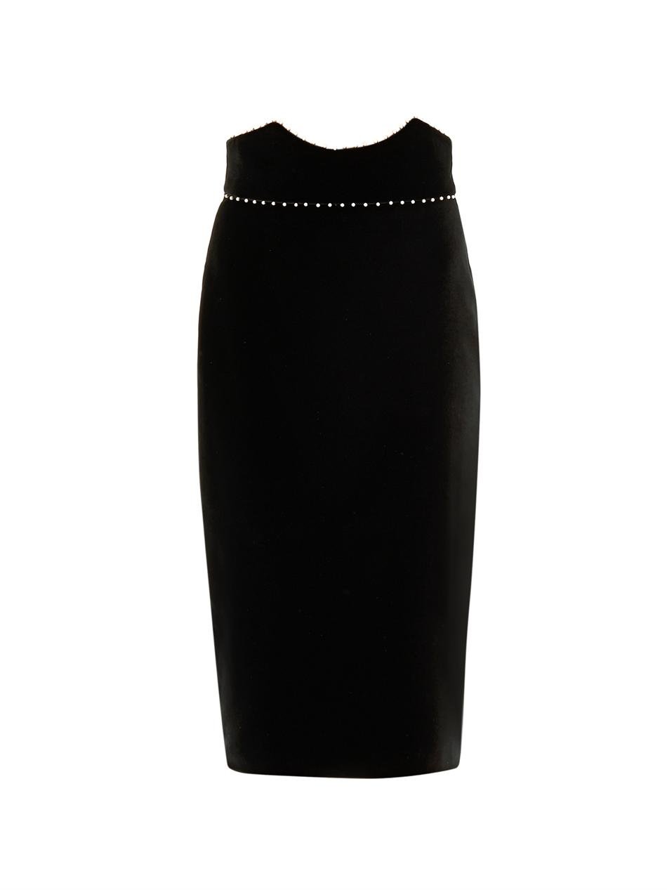 Alexander Mcqueen Velvet Pencil Skirt in Black | Lyst