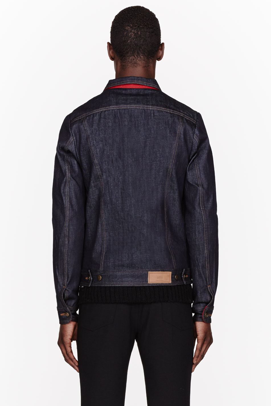 Lyst AMI Blue Raw Denim Contrast_collar Jacket in Blue for Men