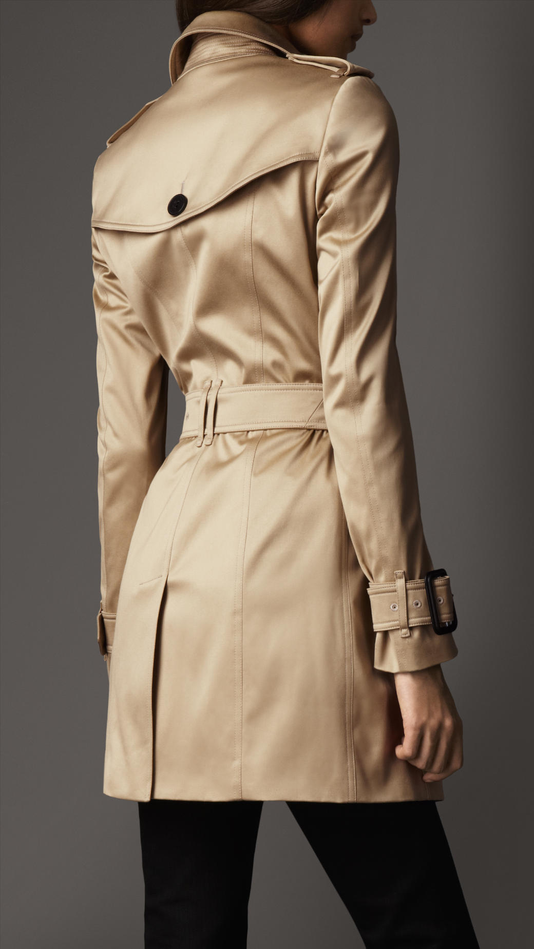 Burberry Midlength Cotton Sateen Trench Coat In Natural Lyst Gallery