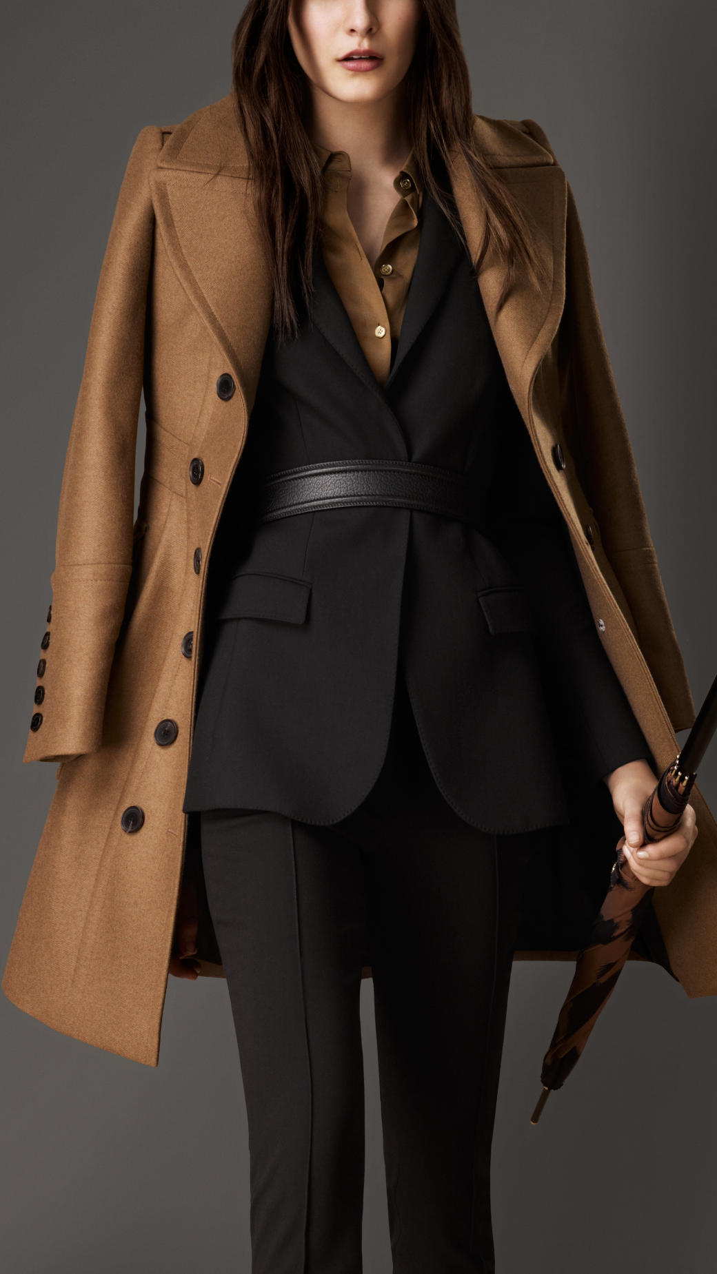 Lyst - Burberry Bonded Wool Cashmere Military Coat in Brown