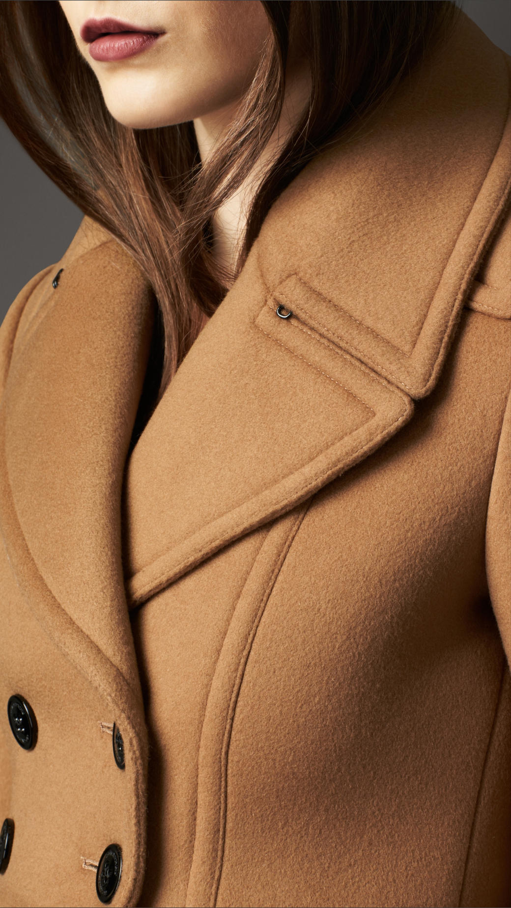 Lyst Burberry Bonded Wool Cropped Pea Coat in Brown