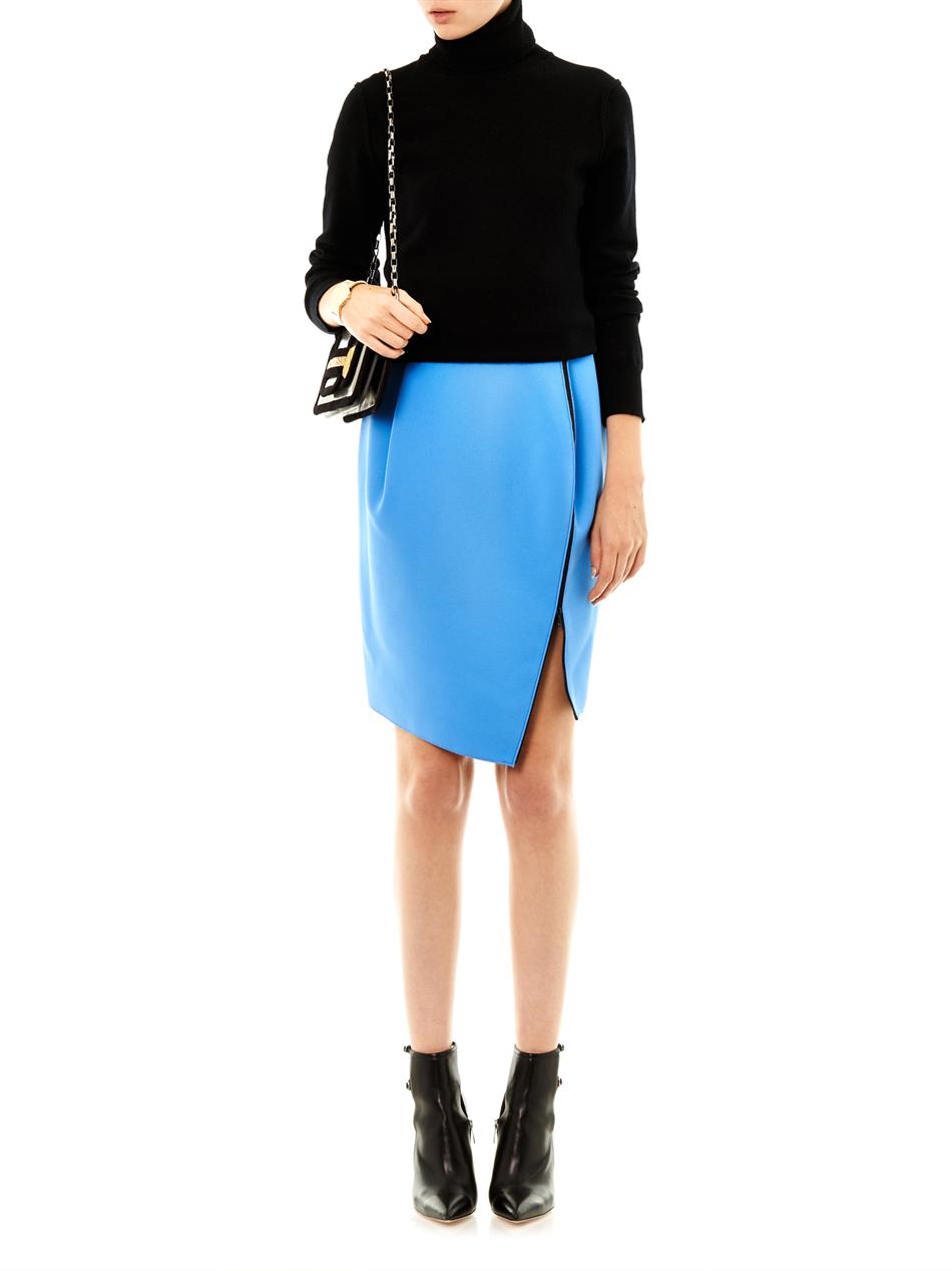 Lyst - Dion Lee Zip Slit Crepe Skirt in Blue