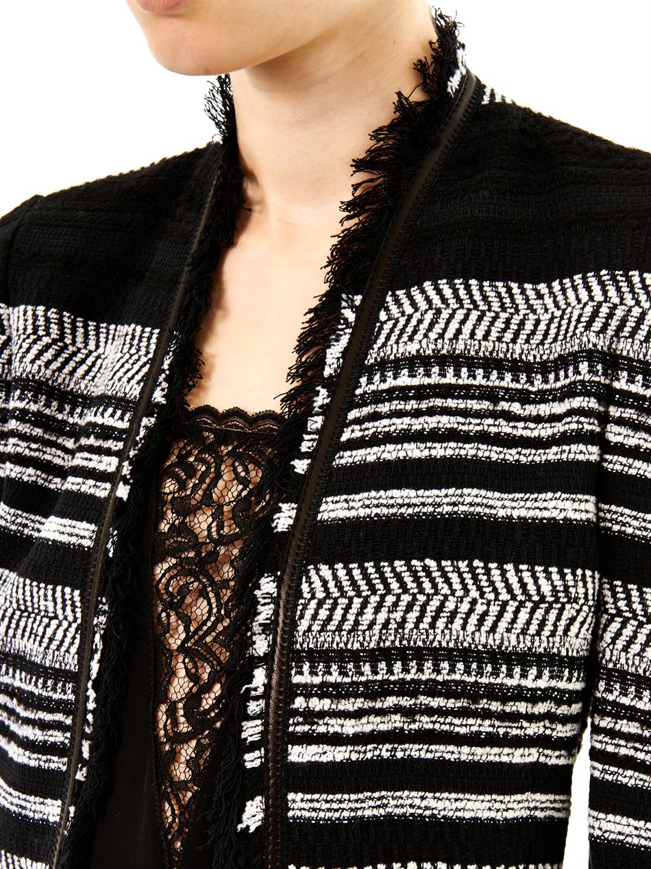 Lyst - Rebecca Taylor Stripe Tweed Jacket in Black